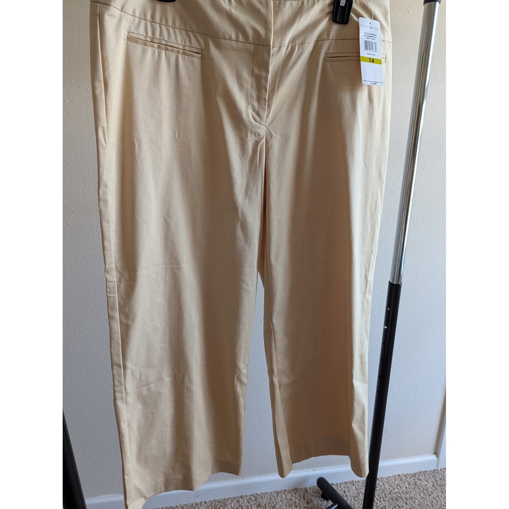Bandolino Mandira Khaki Beige Stretch Cropped Wide Leg Pants Womens 14 NWT
